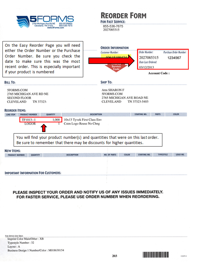 5Forms Reorder Form